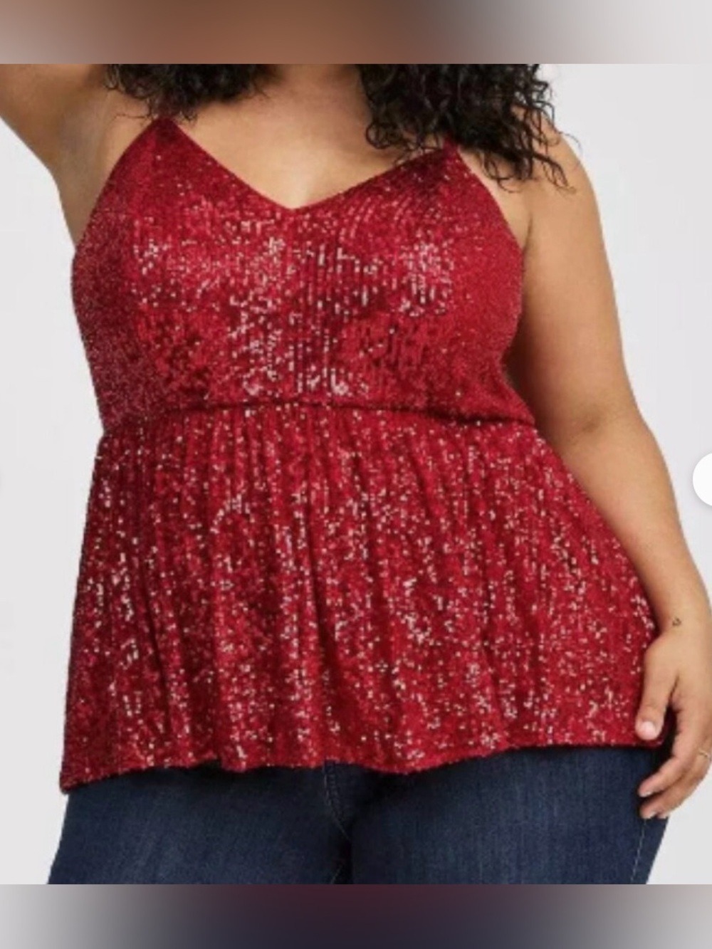 TORRID JESTER RED PEPLUM SEQUIN V-NECK TANK TOP size 4X